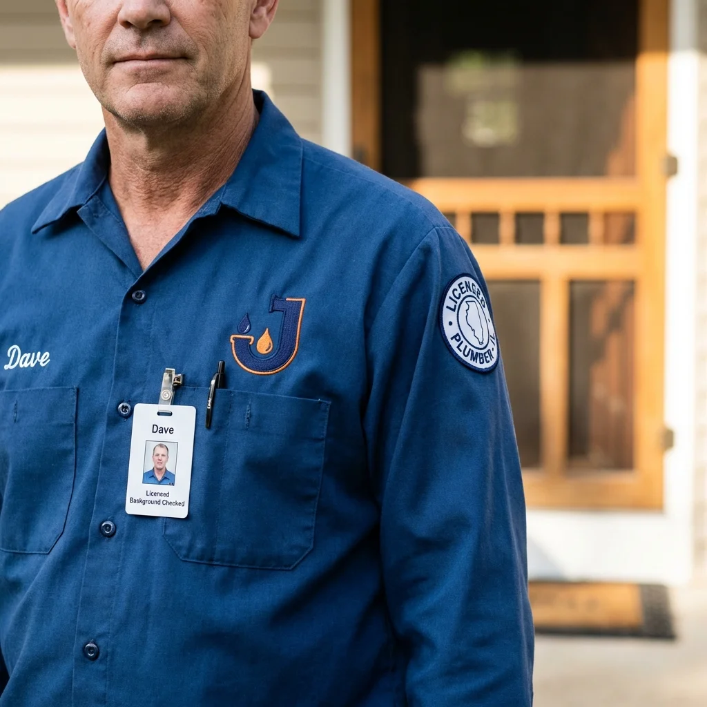 Licensed plumber showing ID badge in Center Moriches, NY