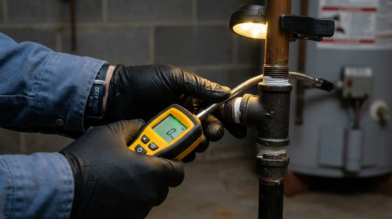 Gas leak detection with electronic sniffer by Johns Plumbing LLC in Center Moriches
